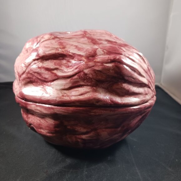 Vintage 80's Walnut Shaped Ceramic Nut Cookie Jar with Lid RARE - Picture 14 of 14